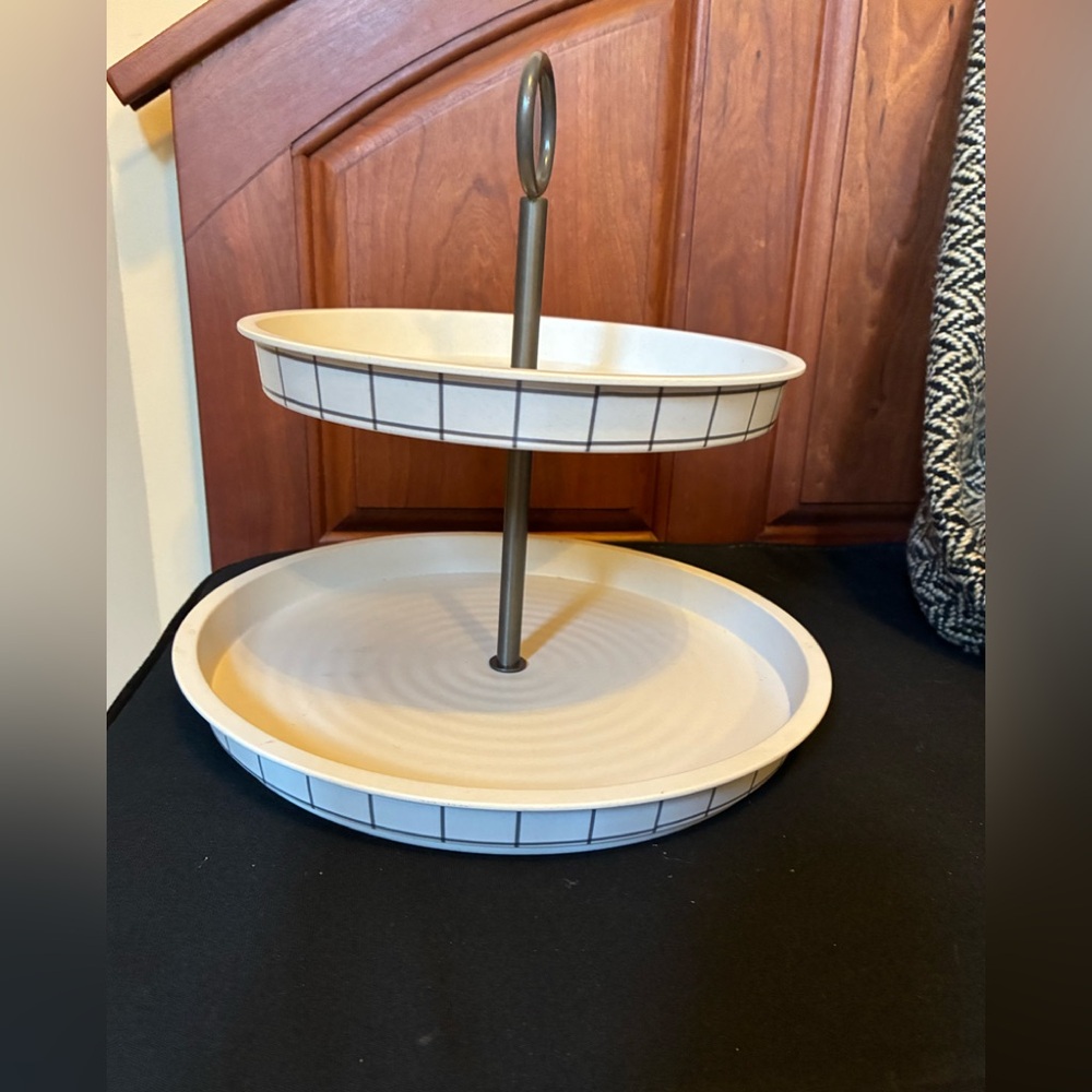 Hearth & Hand Two-Tiered Cream and Black Stand